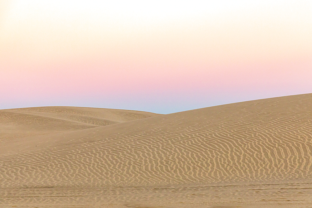 Guerro Negro, Mulege, Baja California Sur, Mexico. Sand dunes at sunset along the western coast of the Baja peninsula.