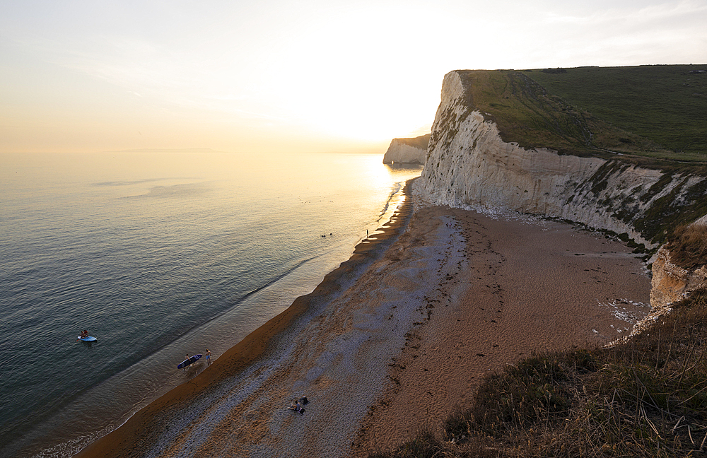 Bat's Head at Durdle Door during sunset, Durdle Door, Jurassic Coast, UNESCO World Heritage Site, Dorset, England, United Kingdom, Europe