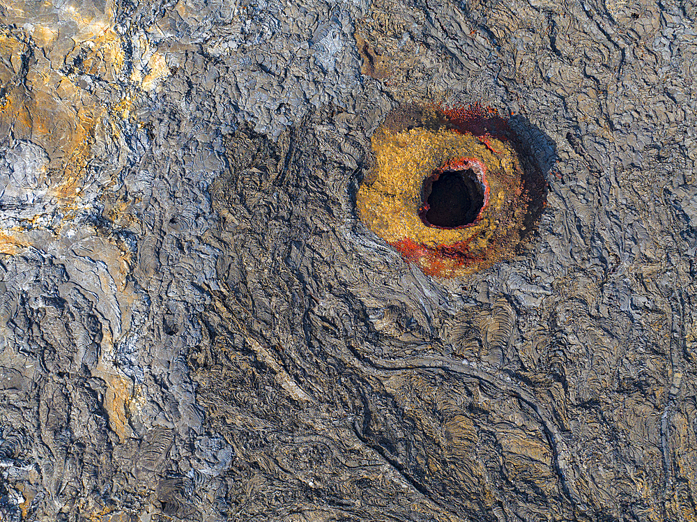 Aerial view of the eruption area near to Reykjavik, Icelandic southern coast, Iceland, Polar Regions