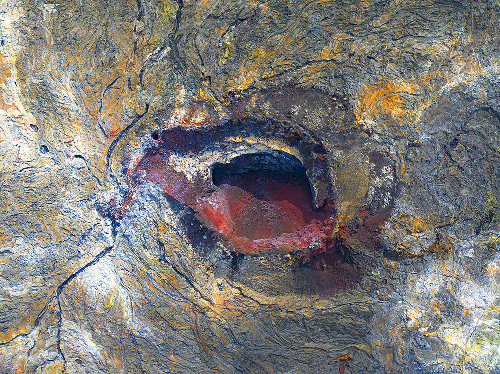 Aerial view of the eruption area near to Reykjavik, Icelandic southern coast, Iceland, Polar Regions