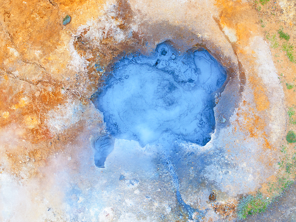 Aerial abstract view of the geothermal area near to Icleandic southern coast, Iceland, Polar Regions