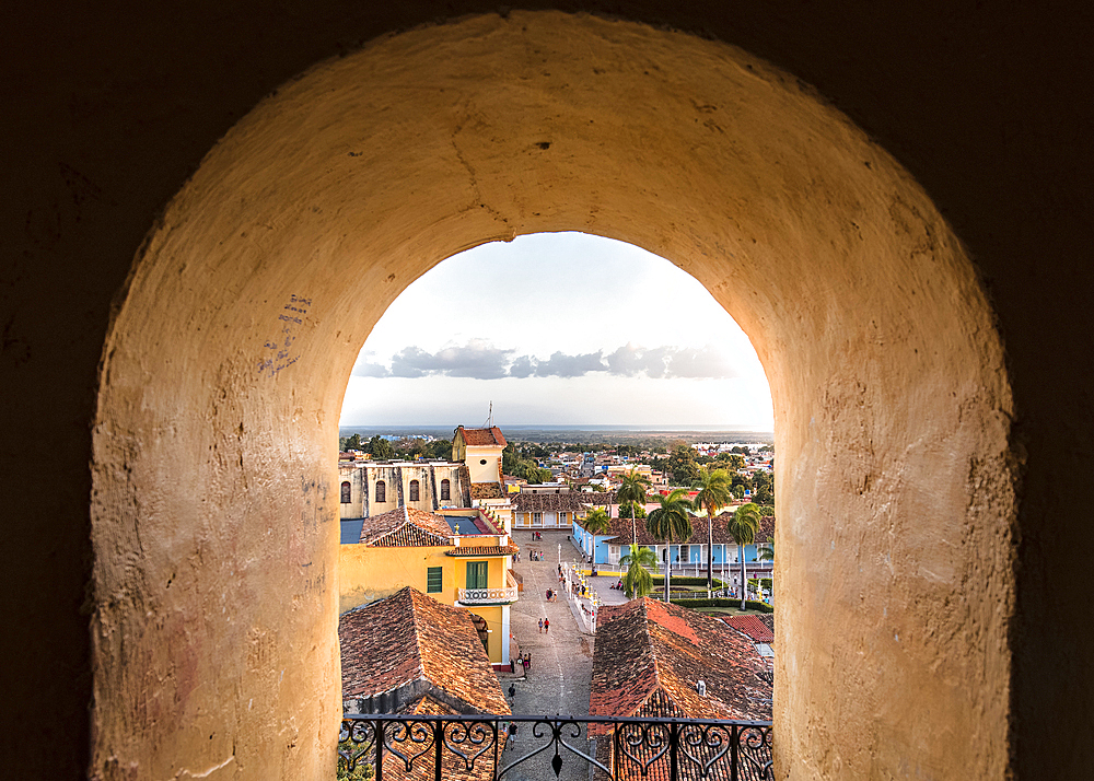 The streets and rooftops of historic Trinidad at sunset, Trinidad, Cuba, Central America