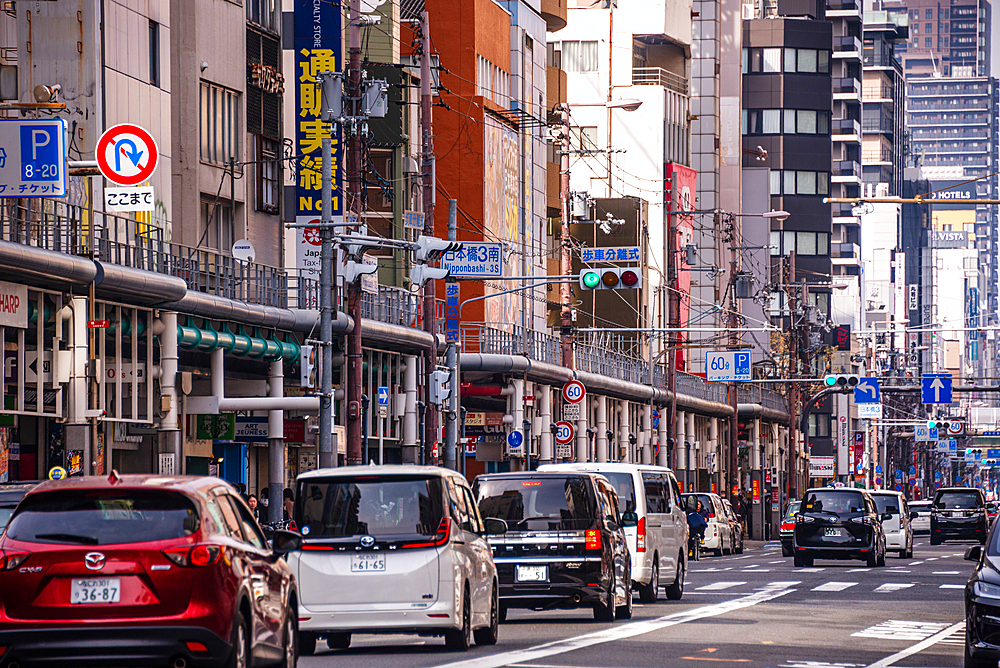 Busy streets in Nipponbashi Denden Town of Osaka, Kansai, Japan