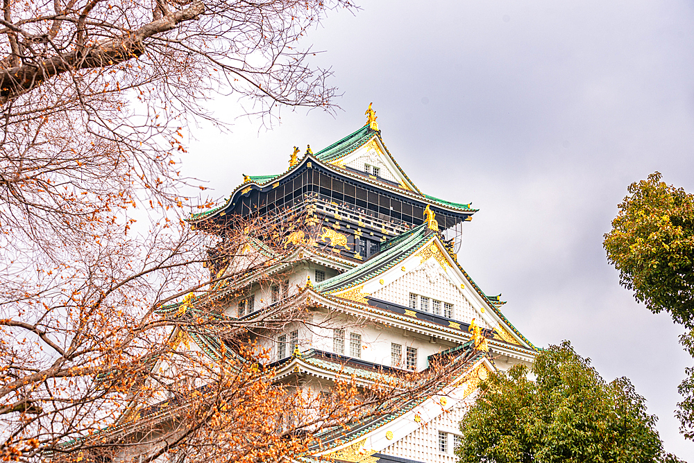 Close up of the Osaka Castle main tower, Osaka, Kansai, Japan