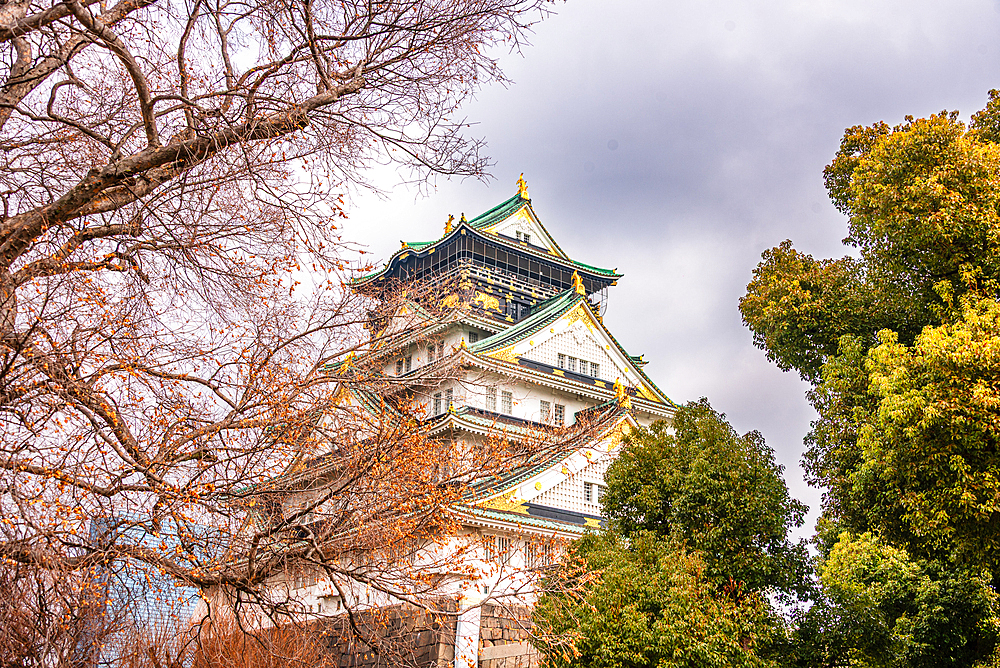 Close up of the Osaka Castle main tower, Osaka, Kansai, Japan