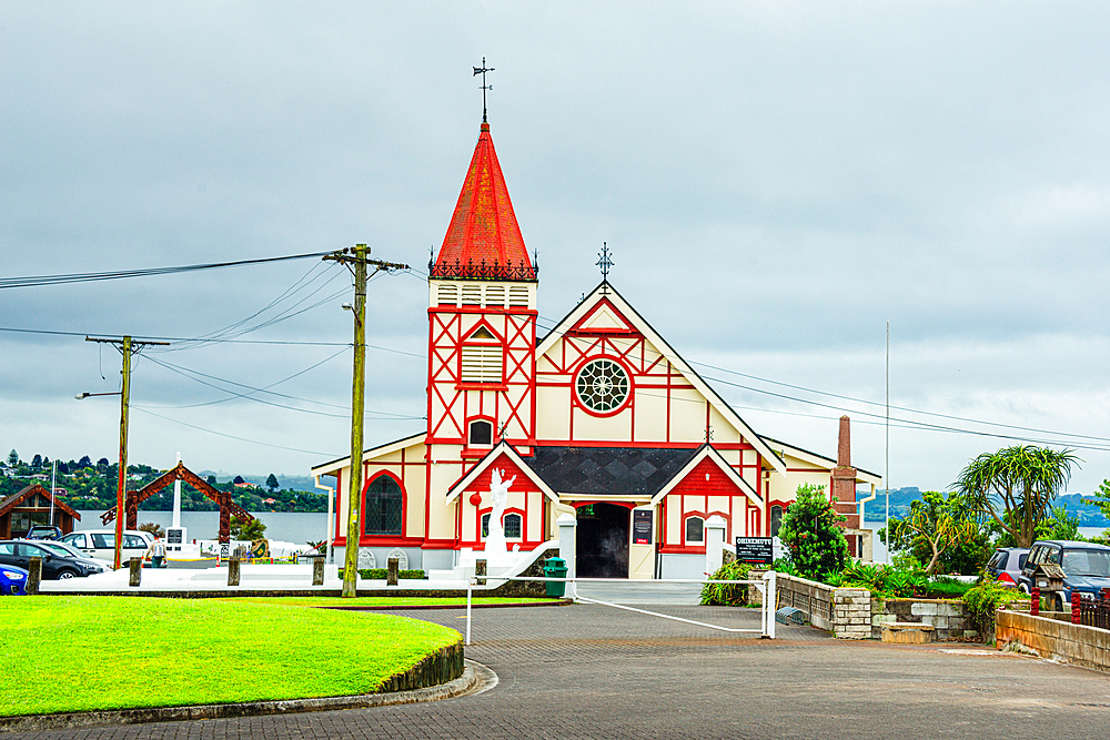 St. Faith’s Church and te ao marama hall. Te Papaiouru Mara, Rotorua