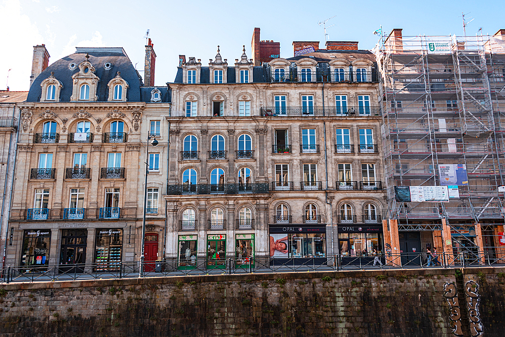 Historic Haussmann-style buildings with ornate facades along central Rennes, Brittany France architecture cityscape