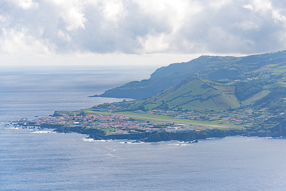 Aerial view of Santa Cruz das Flores Azores Portugal