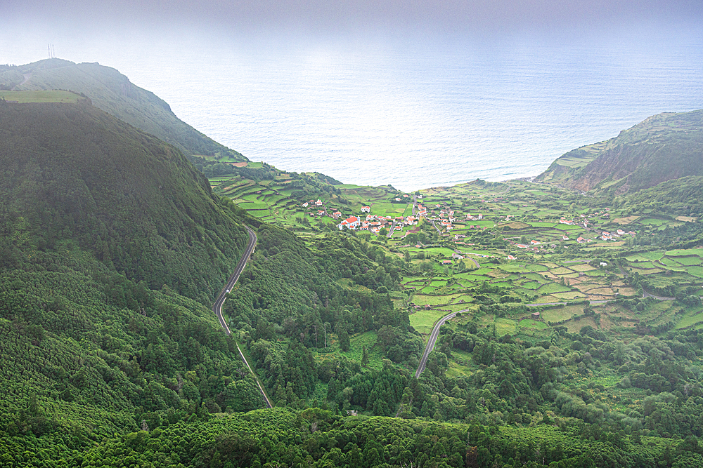 Green valley of Fajãzinha Flores Island Azores Portugal
