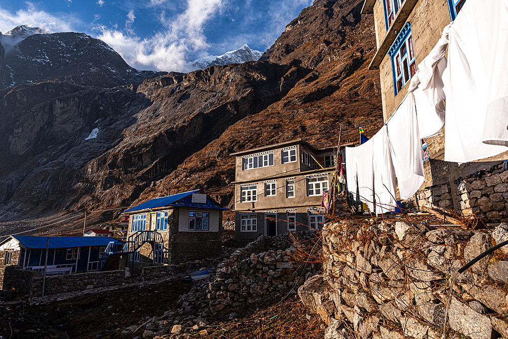 Houses of Lang Tang Village, a high altitude village on the Lang Tang Valley Trek, Himalayas, Nepal, Asia