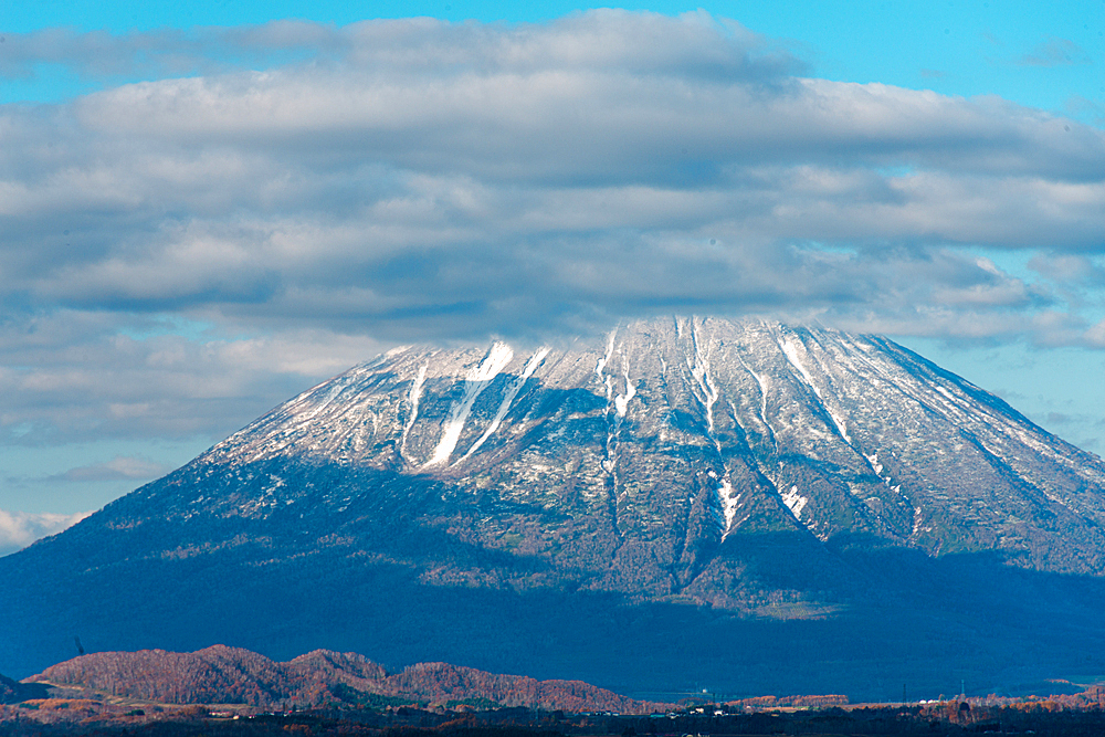 Close up of a snowy volcano, Yotei-zan summit, Hokkaido, Japan, Asia