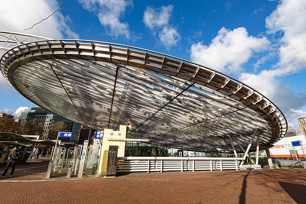 Blaak Station, circular glass structure, Rotterdam, The Netherlands, Europe