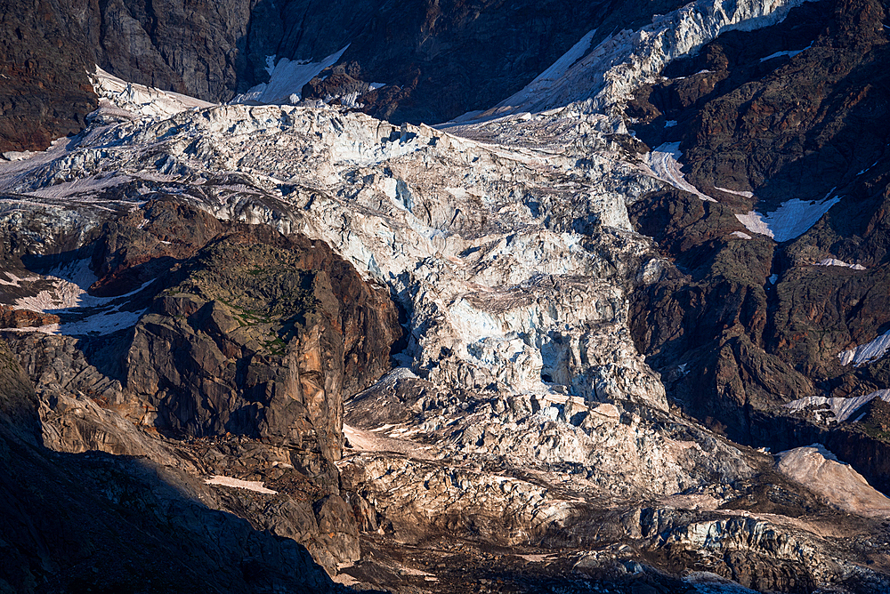 Nature Park Valsesia and the Alta Val Strona, close-up off the glacier of Monte Rosa in the Italian Alps, Piedmont, Italy, Europe