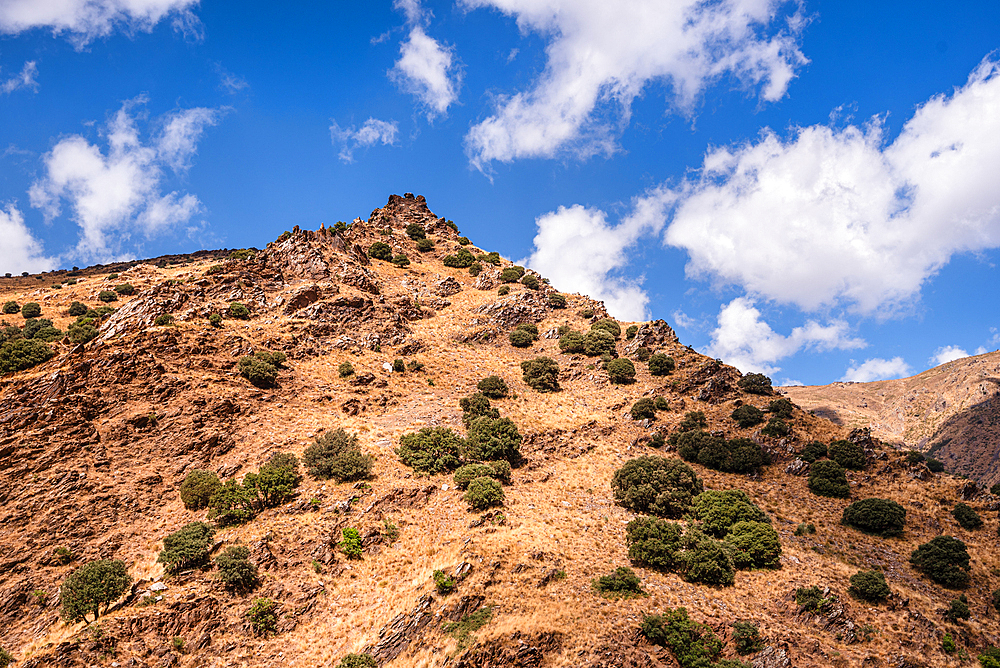 Rugged arid mountain valley of the Sierra Nevada, Andalusia, Spain, Europe