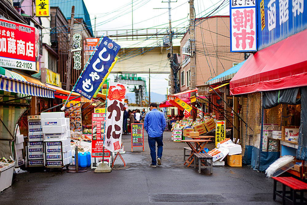 Fish market of Hakodate, Hokkaido, Japan, Asia