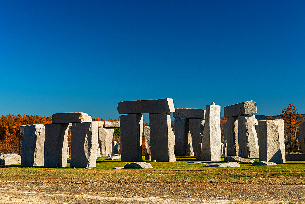 Stonehenge copy in Makomanai Takino Cemetery, Sapporo, Hokkaido, Japan, Asia