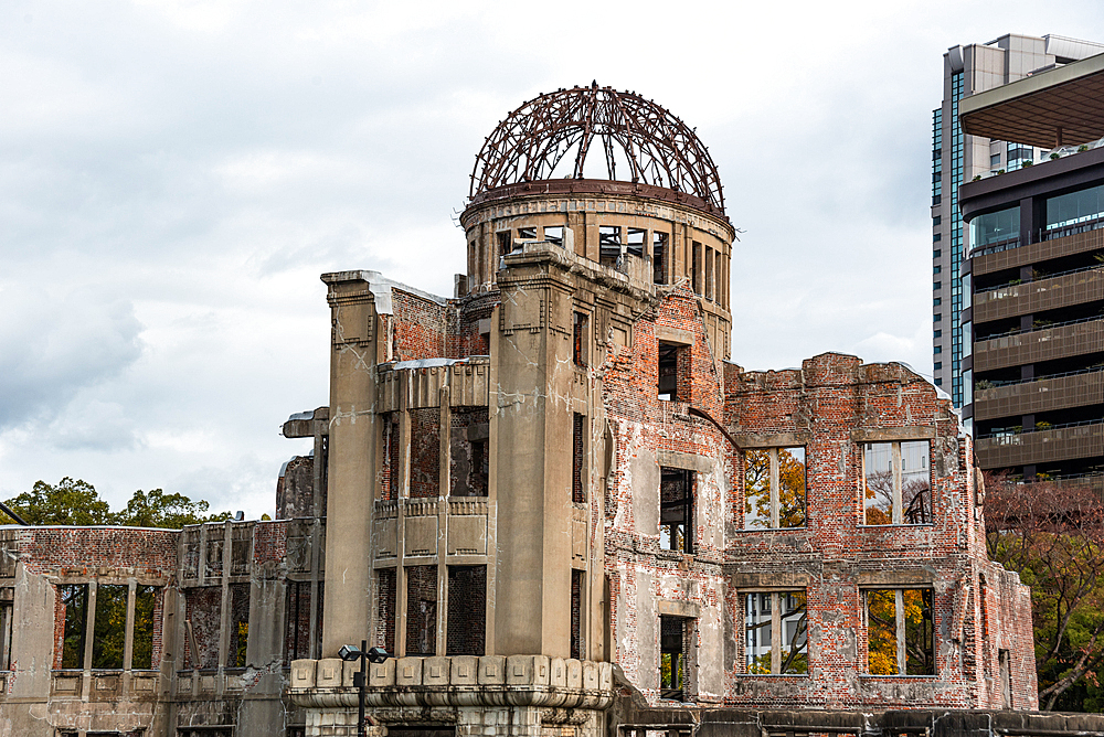 Hiroshima peace memorial, Japan. The A-Bomb Dome is the skeletal ruins of the former Hiroshima Prefectural Industrial Promotion Hall at Hypocenter