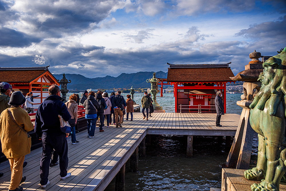 Itsukushima Shrine, Shinto temple with floating torii Otori, on Miyajima Island near Hiroshima, Honshu, Japan, Asia