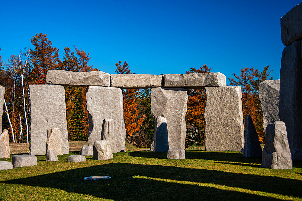 Close up of Stonehenge copy in Makomanai Takino Cemetery, Sapporo, Hokkaido, Japan, Asia