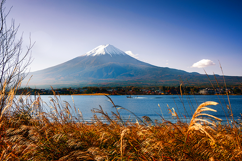 Mount Fuji and autumn Kawaguchiko lake, Japan