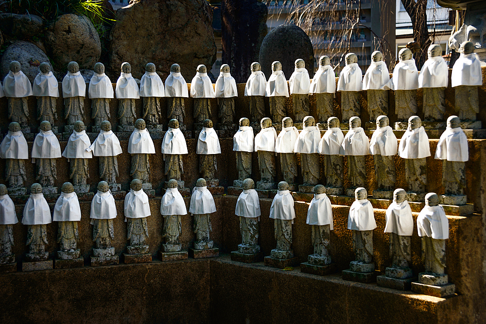 hundreds of Jizo statues in Yoshino Nara, Japan