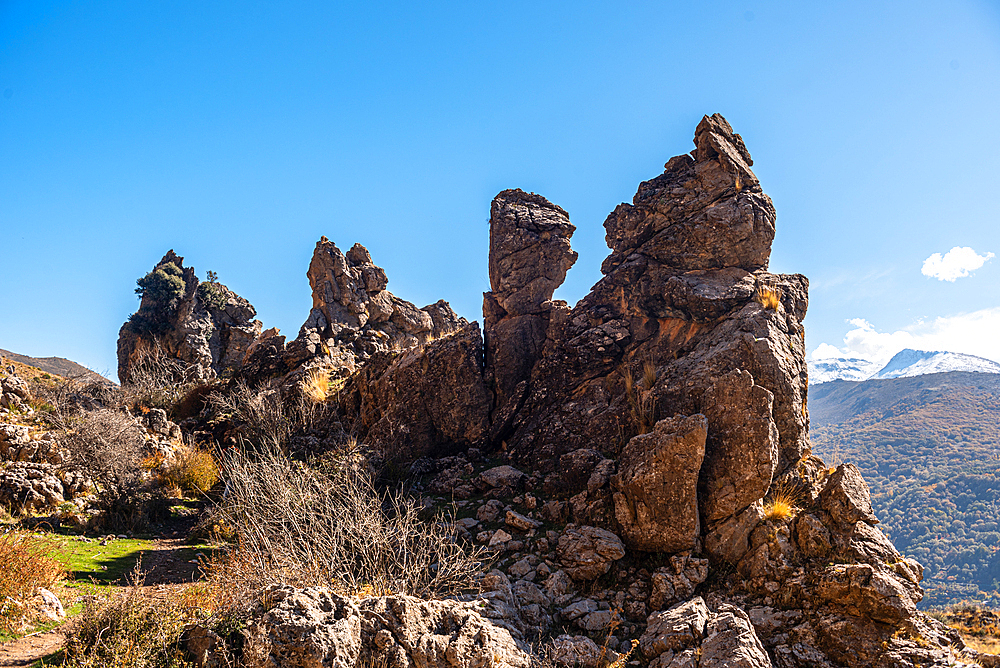 Rock formations in Güejar Sierra, Sierra Nevada, Granada, Spain