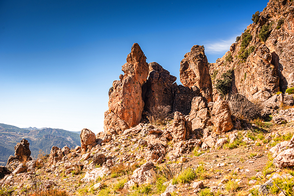 Rock formations in Guejar Sierra, Sierra Nevada, Granada, Andalusia, Spain, Europe