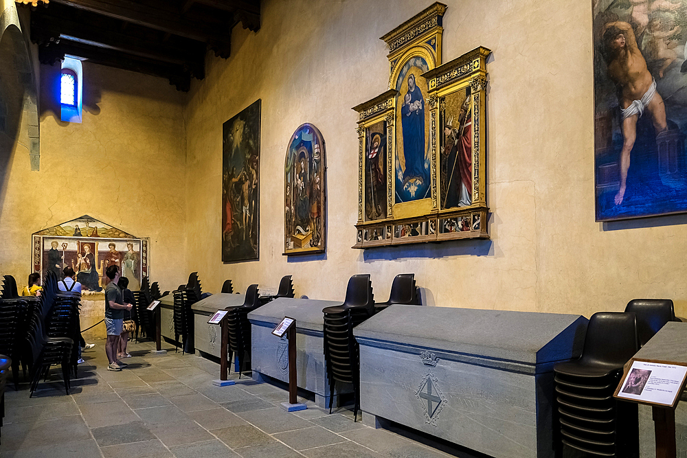 Paintings within the Sacra di San Michele, (Saint Michael's Abbey), a religious complex on Mount Pirchiriano, on south side of the Val di Susa, municipality of Sant'Ambrogio di Torino, Metropolitan City of Turin, Piedmont, Italy, Europe