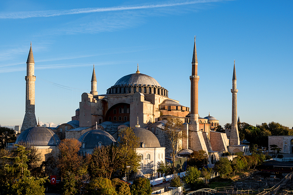 View of Hagia Sophia (Hagia Sophia Grand Mosque), originally a 6th century church, then a mosque and later a museum before being officially reconverted in 2020,UNESCO World Heritage Site, Istanbul, Turkey, Europe