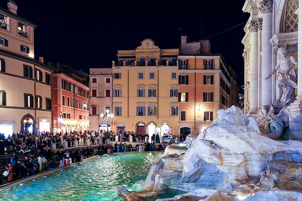 Detail of the Trevi Fountain, an 18th-century fountain, the largest Baroque fountain in the city, UNESCO World Heritage Site, Trevi District, Rome, Lazio, Italy, Europe