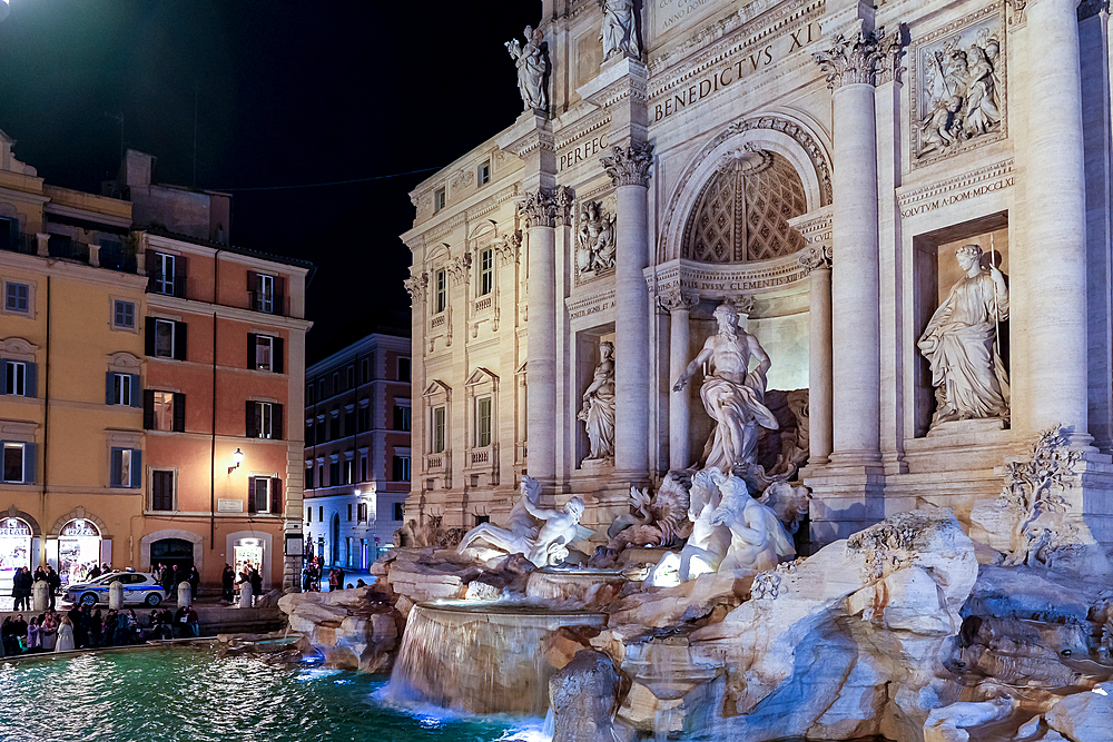 The Trevi Fountain, an 18th-century fountain, the largest Baroque fountain in the city, UNESCO World Heritage Site, Trevi District, Rome, Lazio, Italy, Europe