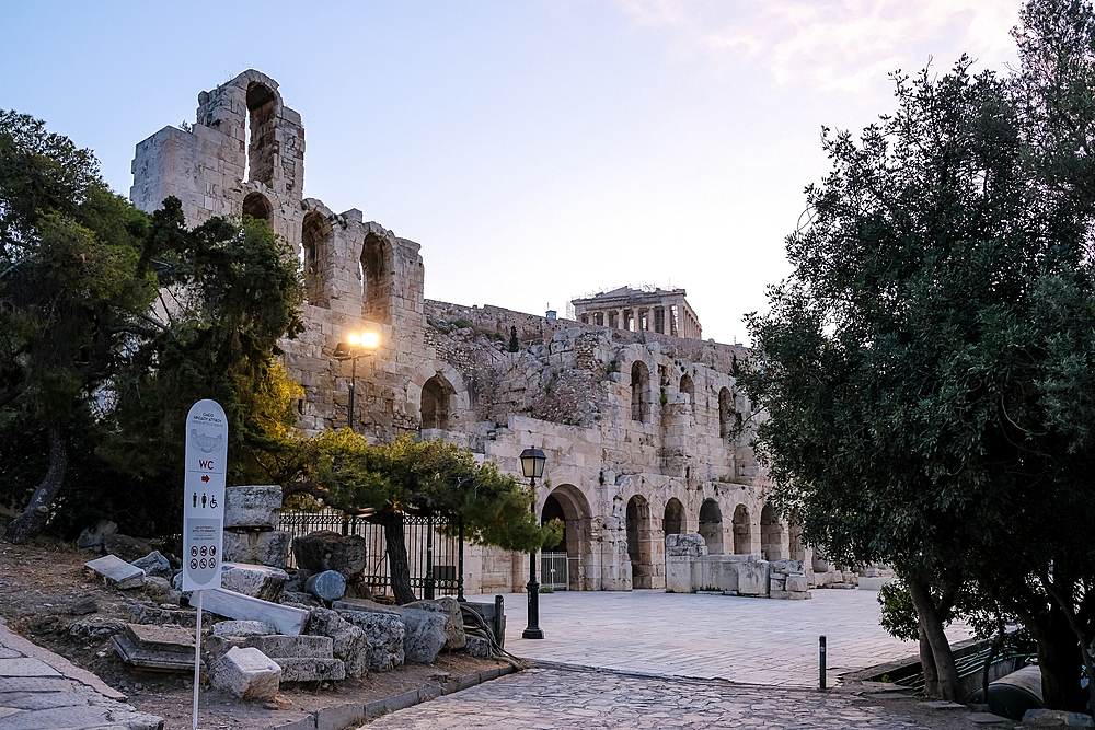 Detail of the Acropolis of Athens, UNESCO World Heritage Site, a historic fortress on a rocky hill above Athens, Greece, Europe