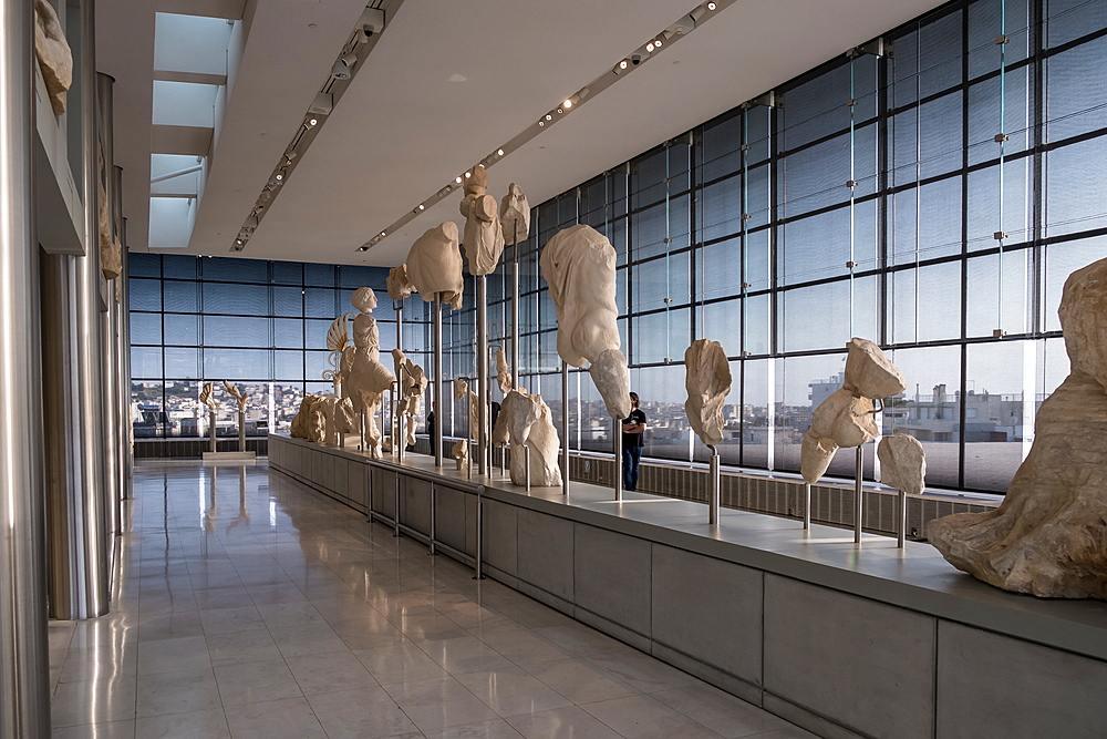 Architectural detail of the Acropolis Museum, an archaeological museum located in the historic center of Athens, Greece, Europe