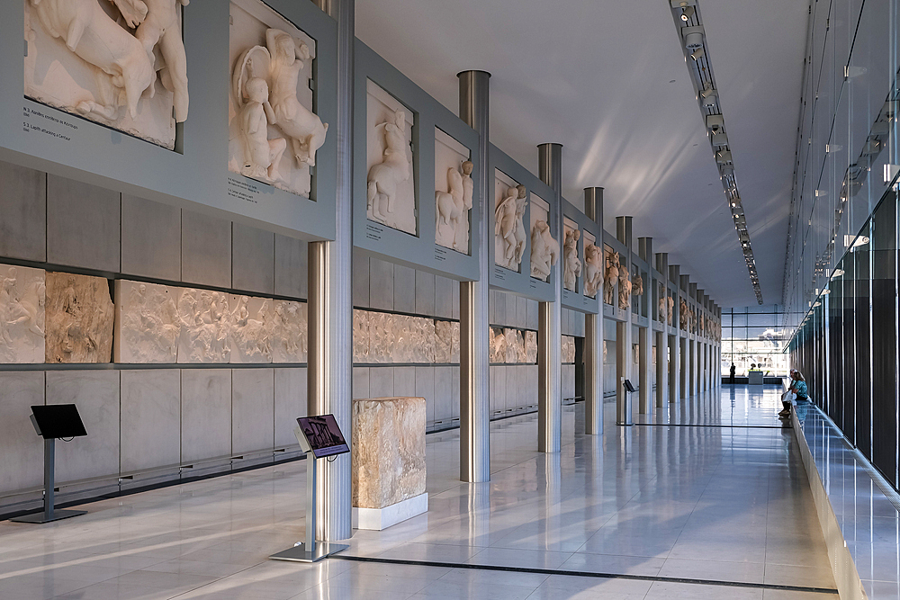 Architectural detail of the Acropolis Museum, an archaeological museum located in the historic center of Athens, Greece, Europe