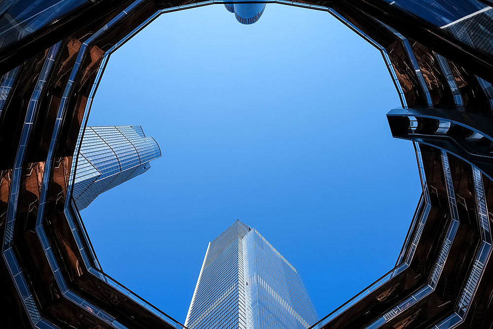 Architectural detail of The Vessel, a 16 storey structure and visitor attraction constructed as a key element of the Hudson Yards Redevelopment Project, Manhattan, New York City, United States of America, North America