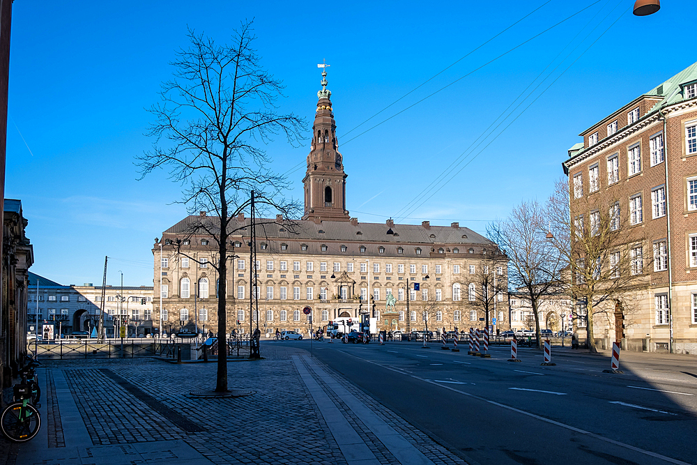 Copenhagen, Denmark – View of Christiansborg Palace, home to Denmark’s Parliament, Supreme Court, and Royal Reception Rooms, symbolizing centuries of political and royal power.