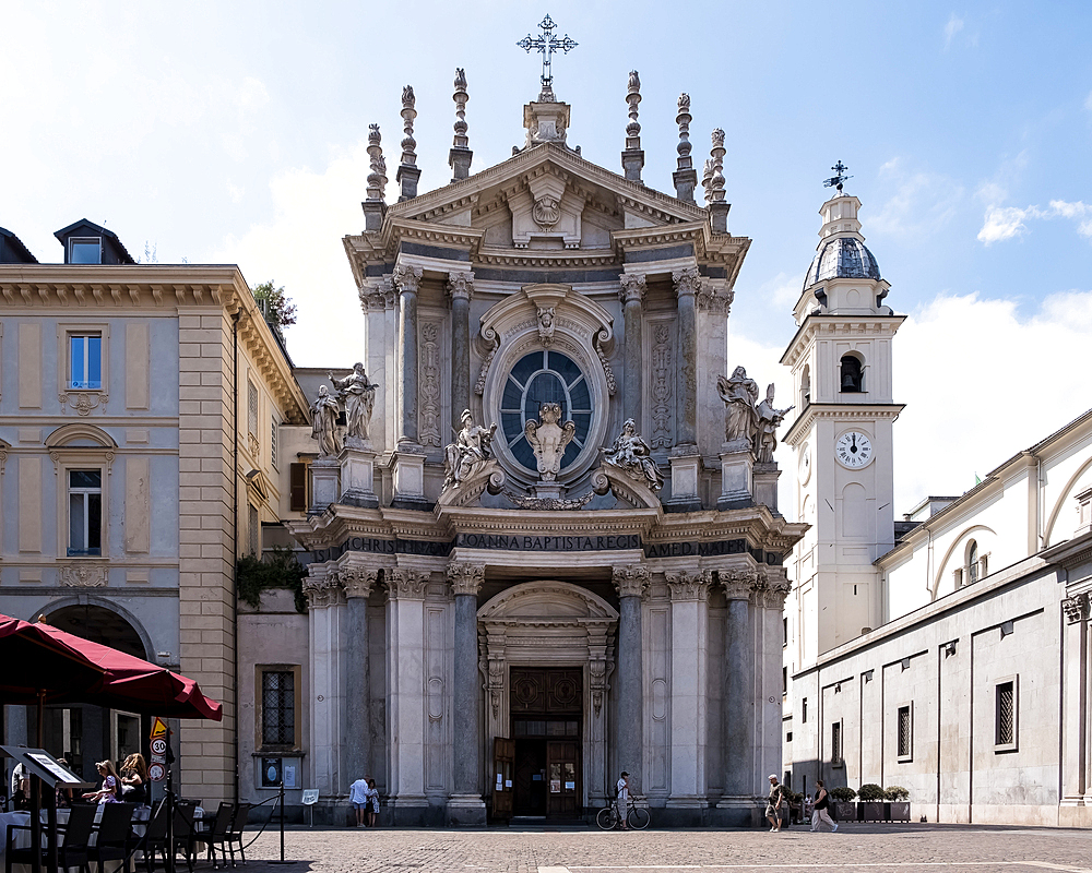 View of Santa Cristina, a Baroque style, Roman Catholic church that mirrors the adjacent church of San Carlo and faces the Piazza San Carlo, Turin, Piedmont, Italy, Europe