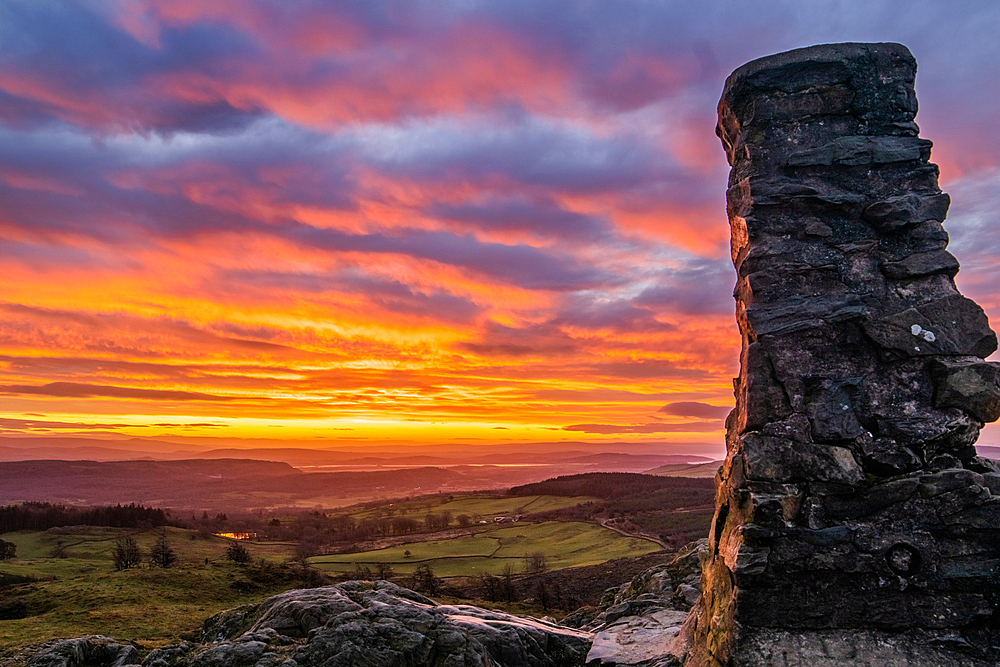 Sunrise view from Gummers How in the Lake District National Park, UNESCO World Heritage Site, Cumbria, England, United Kingdom, Europe