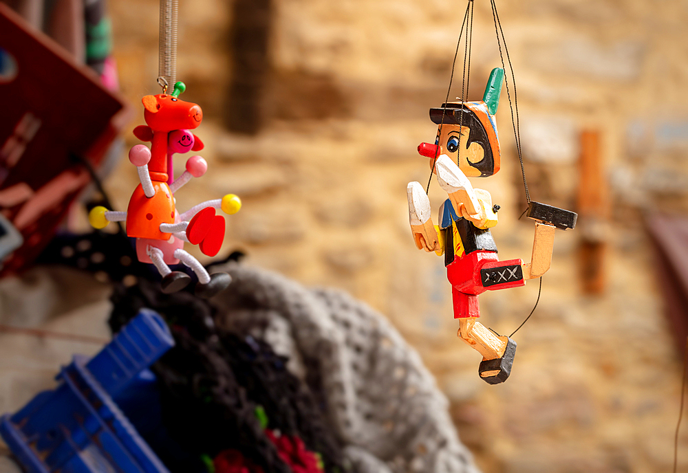 Children's puppets and dolls in the village of Zhumalikizik, protected by UNESCO, Zhumalikizik, Bursa, Turkey, Asia Minor, Eurasia