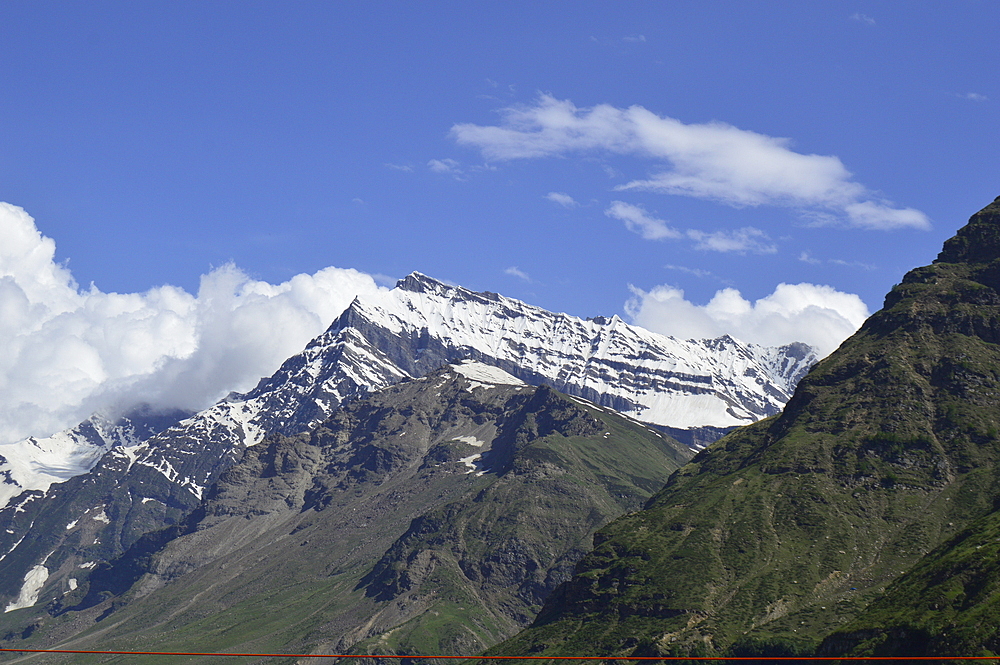 Pir Panjal range of mountain as seen in Pattan valley of Lauhal and Spiti in Himachal Pradesh, India, Asia