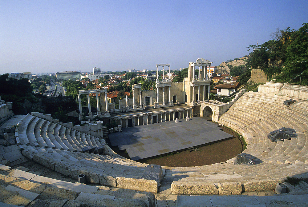 Roman amphitheatre in Plovdiv, Bulgaria, Europe