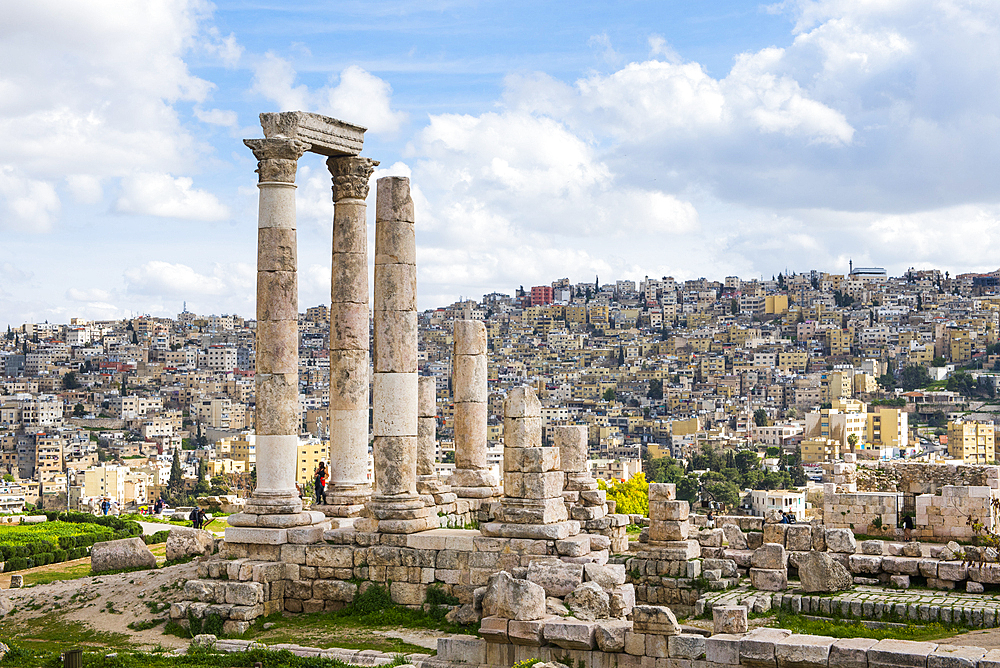 The Temple of Hercules within the Amman Citadel (Jabal al-Qal'a), historic site located on top of a hill in the heart of Amman, Jordan, Near East, Southern Levant, West Asia