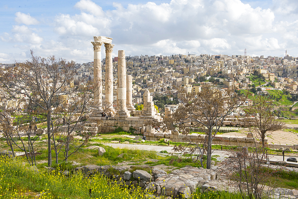 The Temple of Hercules within the Amman Citadel (Jabal al-Qal'a), historic site located on top of a hill in the heart of Amman, Jordan, Middle East