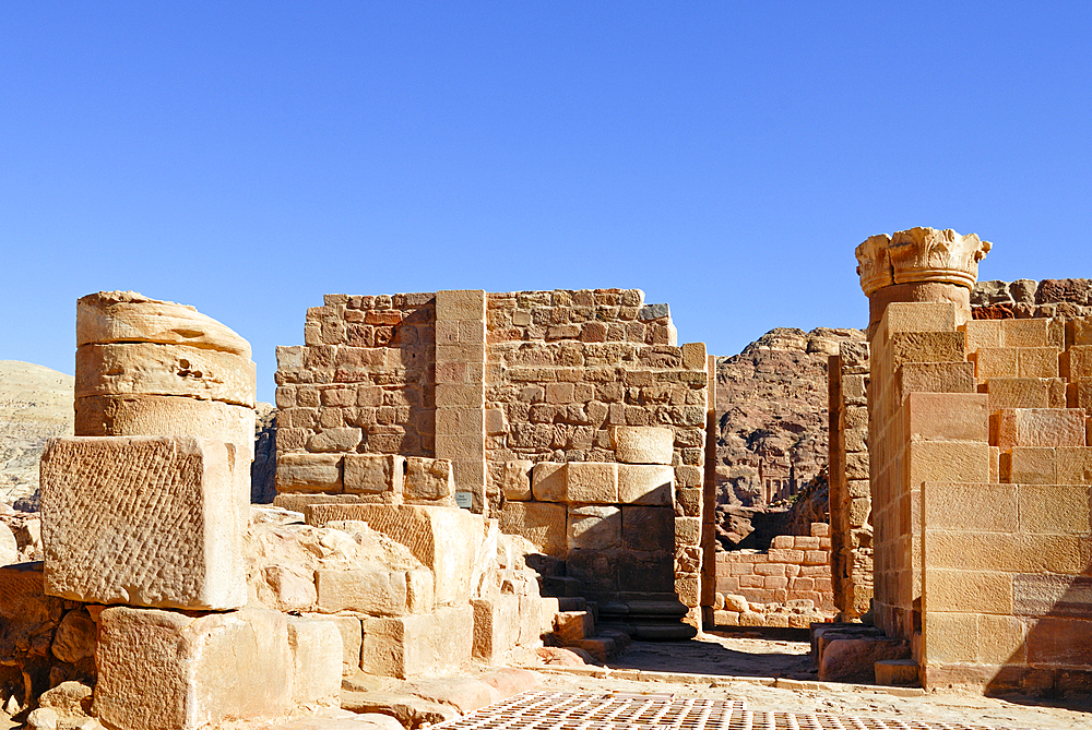 Grand Temple (Temple of the Winged Lions), Petra, UNESCO World Heritage Site, Jordan, Middle East