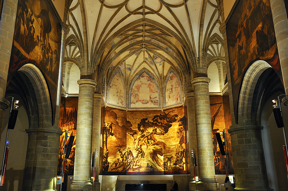 Mural paintings, by Jose Maria Sert, in the church of the former Dominican convent housing the San Telmo Museum, San Sebastian, Bay of Biscay, province of Gipuzkoa, Basque Country, Spain, Europe