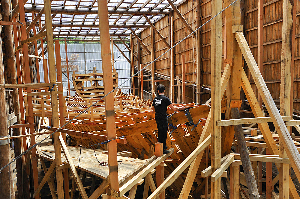 San Juan Whaleship replica shipyard, Albaola The Sea Factory of The Basques, Pasaia San Pedro, San Sebastian, Bay of Biscay, province of Gipuzkoa, Basque Country, Spain, Europe