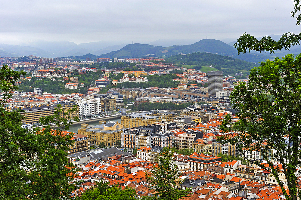 View from the Monte Urgull, San Sebastian, Bay of Biscay, province of Gipuzkoa, Basque Country, Spain, Europe