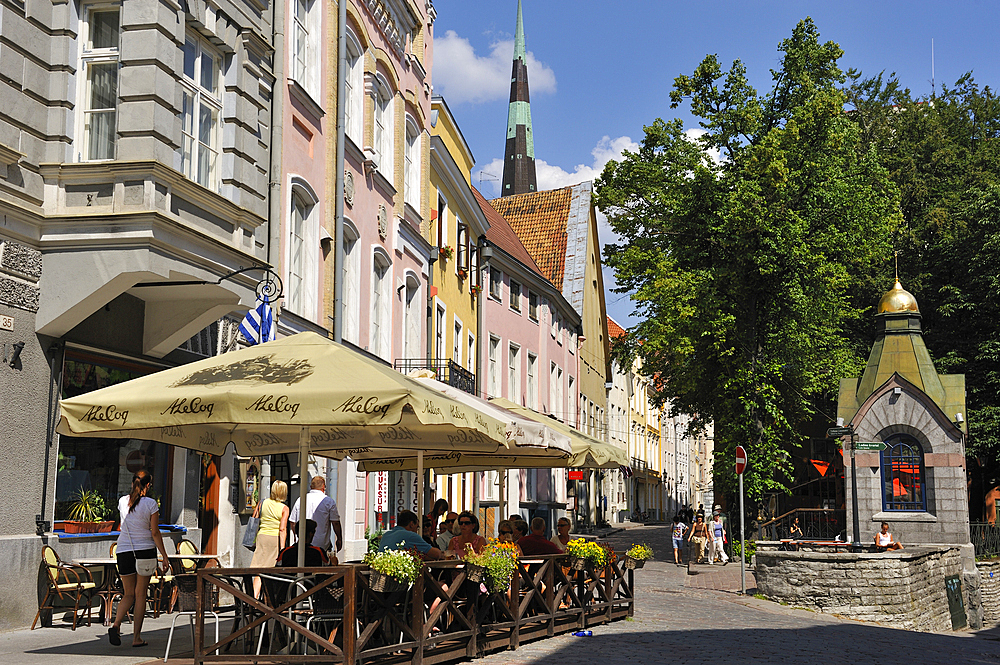 Terrace in Pikk street, Tallinn, Estonia, Europe