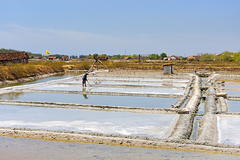 Salt ponds of Punjulharjo Village near Lasem, Java island, Indonesia, Southeast Asia, Asia