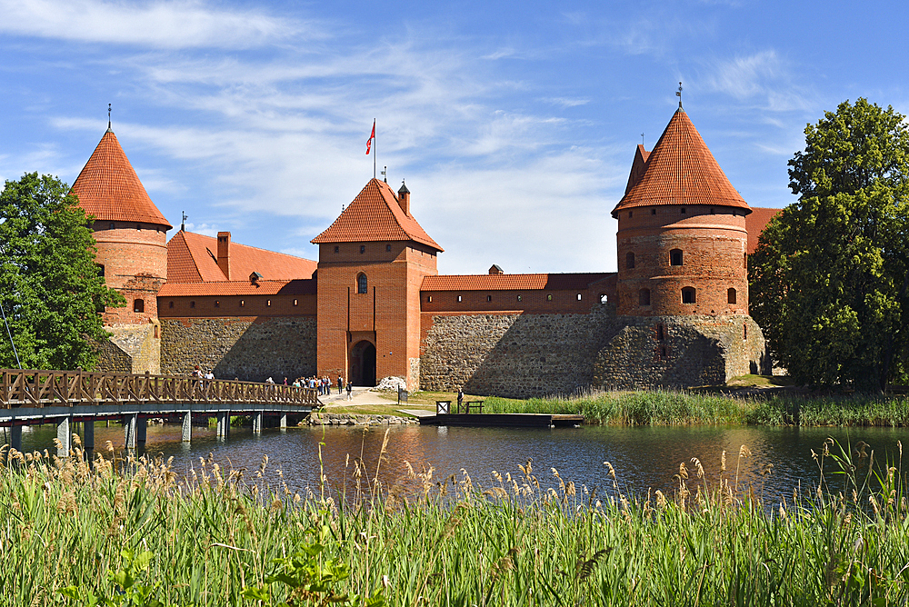 Trakai Castle on an island in Lake Galve, Lithuania, Europe